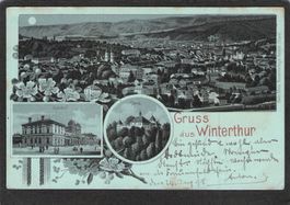 ^Mondschein Litho Gruss aus Winterthur , gel. 1898