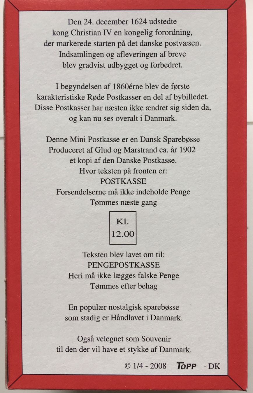 Salvadanai: Sparbüchse " Geldbriefkasten " Dänemark – Nuovo e nell'imballaggio originale da Gümmenen venduto da Supererland 8