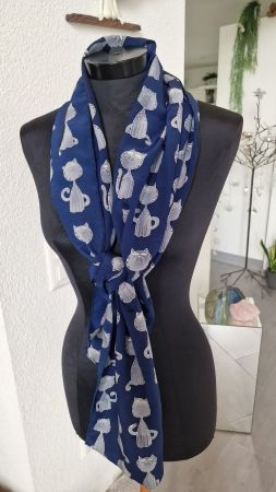 Süsser Seiden-Schal mit Katzen-Motiv