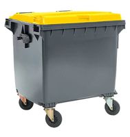 neue Müllcontainer aus Kunststoff, schwarzgelb