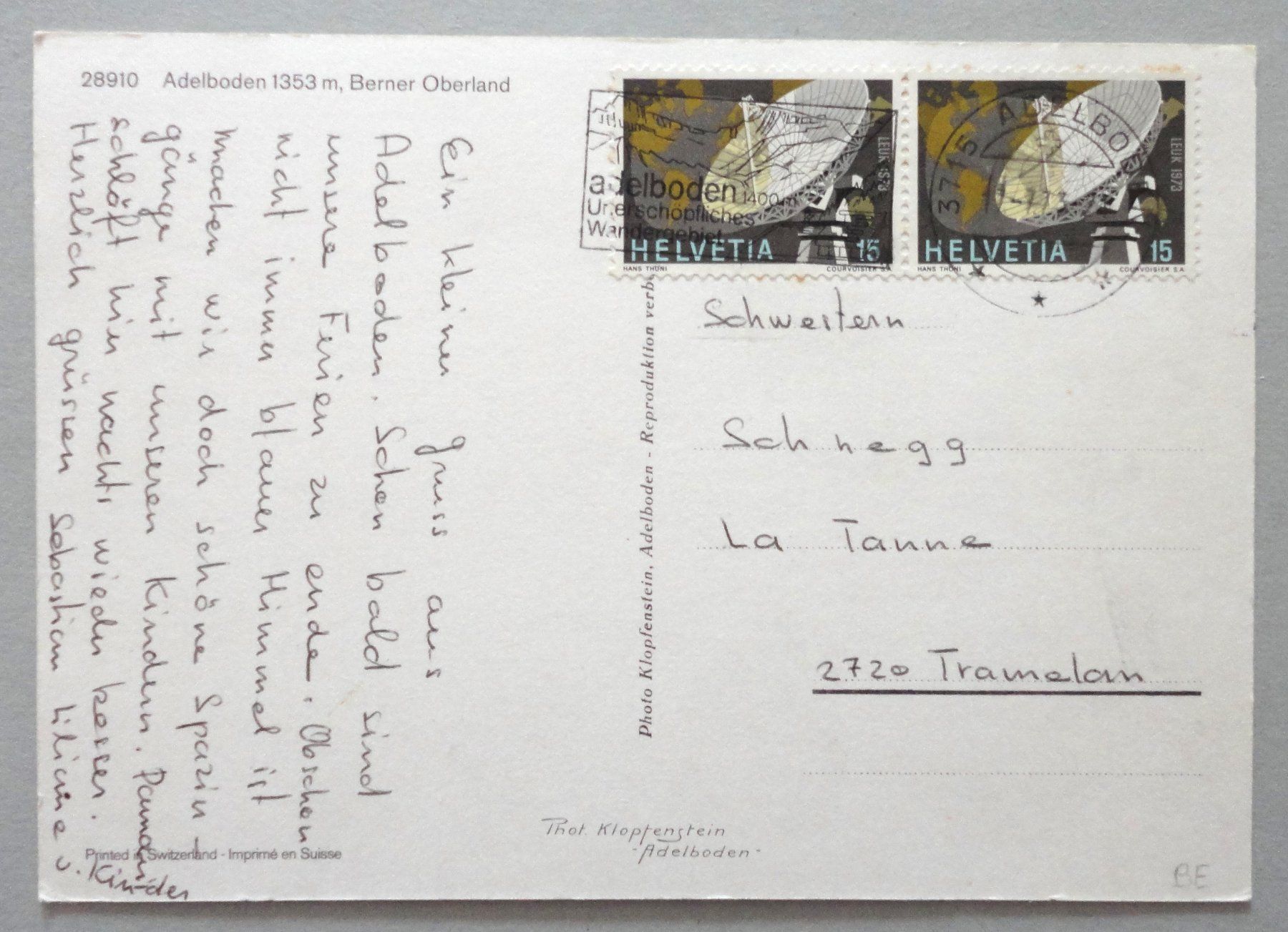 Cartoline postali: Adelboden 1353 m, B.O. – Usato da Fétigny venduto da Billy2miny 1