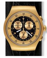 Swatch Chrono Mat Rebeaud Swiss Gold Tone Leather Strap
