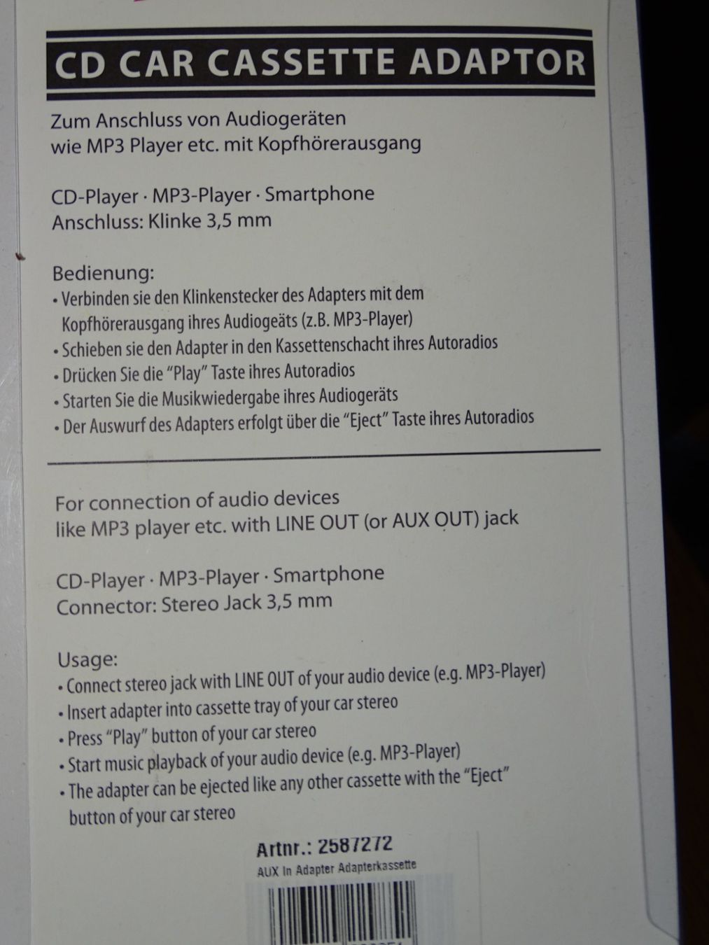 Unità & Adattatore: Adapter Kassette CD / MP3 etc – Nuovo e nell'imballaggio originale da Hirzel venduto da Musicman03 1