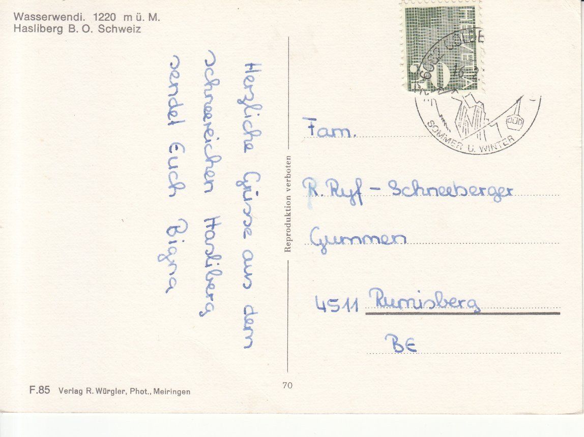 Cartoline postali: Wasserwendi 1970 – Usato da Bürglen TG venduto da StampGraf 1