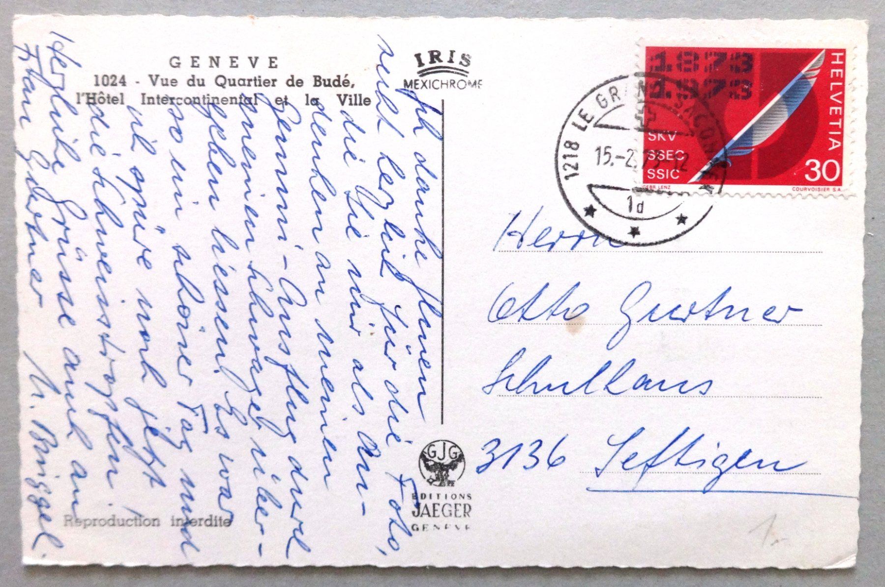 Cartoline postali: Genève, Vue du Quartier de Budé – Difettoso da Fétigny venduto da Billy2miny 1