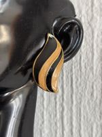 Boucles d'oreilles clips en forme de feuille noir et jaune