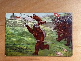 Antike Postkarte, Bärenkarte, Schw. Landesausstellung, 1914
