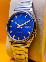 💙 SEIKO 5 AUTOMATIK BLAU VINTAGE HERREN UHR DAY-DATE