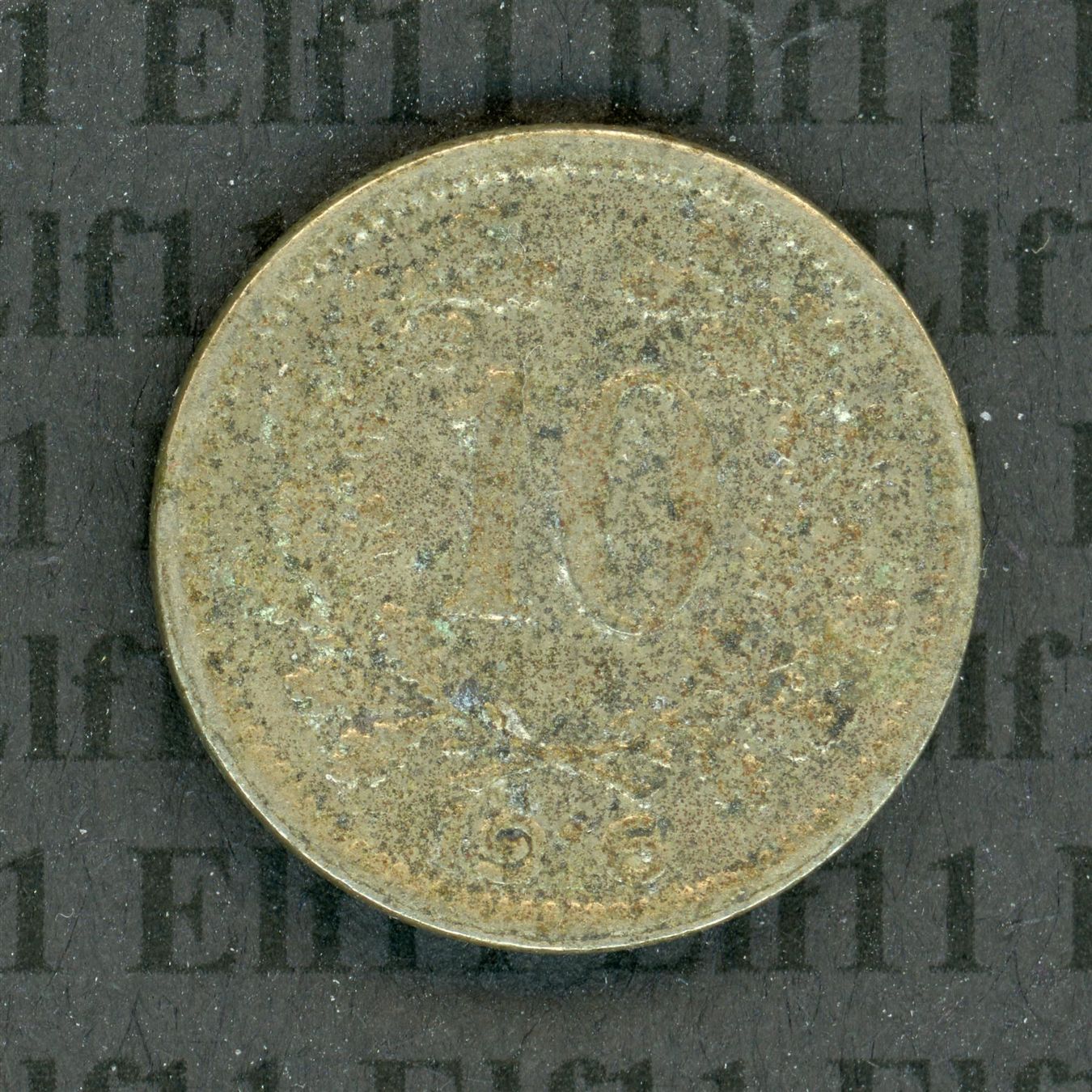 Tutti le monete: ATK___0.10 1916 mit Bindenschild ss 10 Heller – Usato da Widnau venduto da Elf11