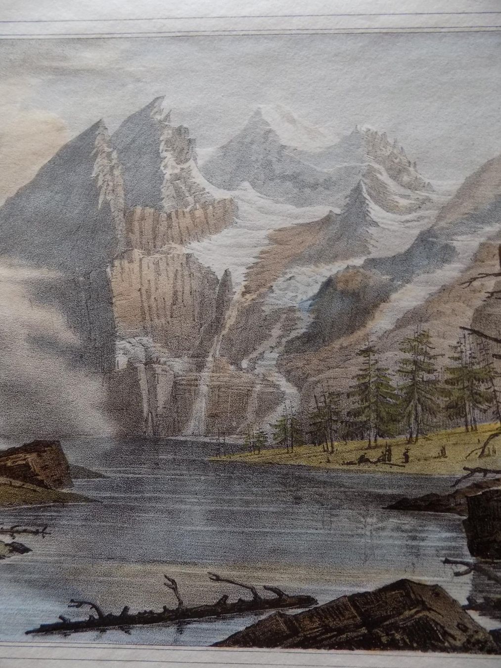 Stiche: Oeschinensee kolorierte Lithographie – Gebraucht aus Risch von Antikfee 5