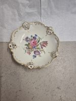 Schale mit Blumenmotiv und Goldrand 22cm Durchmesser