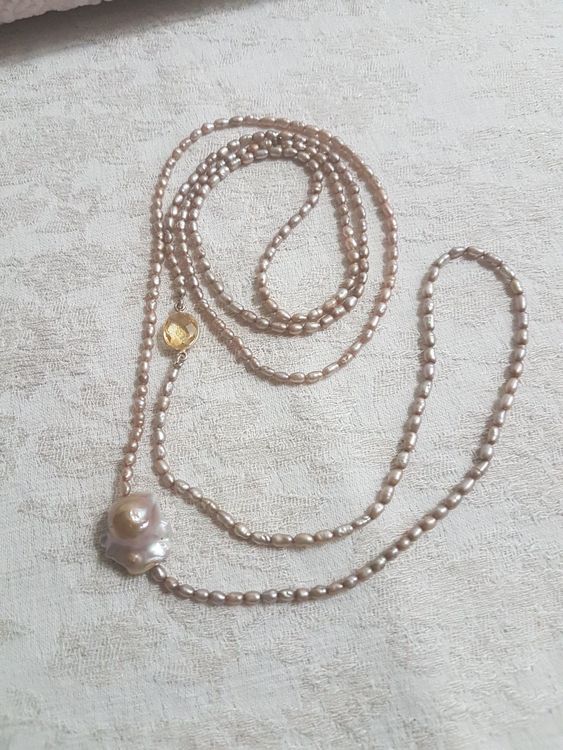 Fashband Collana A Strati Con Perle E Catena Spessa Dorata, Gioiello Donna Punk Chic - 3
