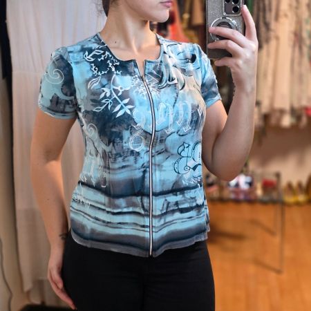Laura Kent Viskose Bluse mit Reißverschluss Gr.38/40