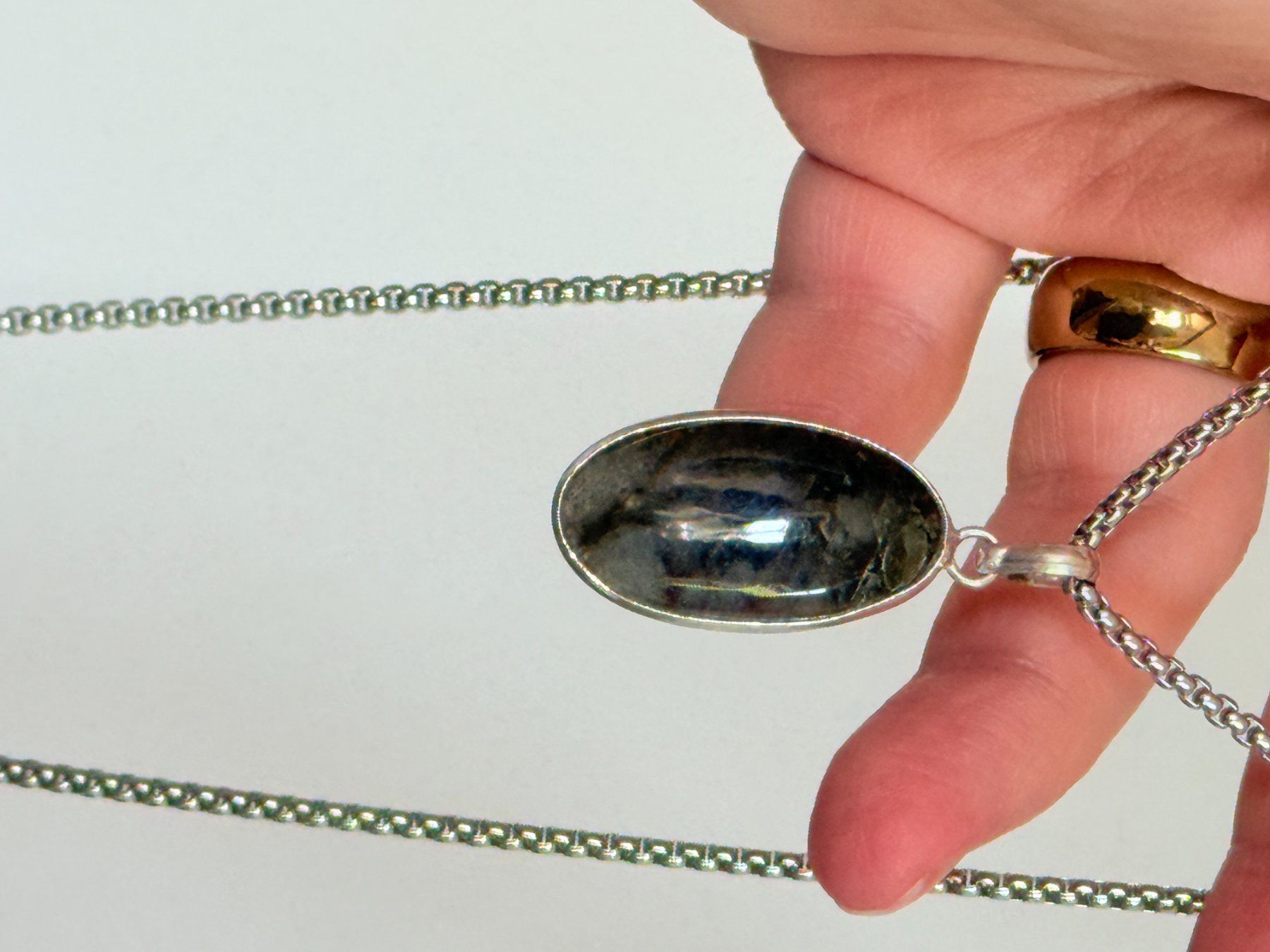 Catenine: Pendentif avec pierre naturelle Labradorit – Nuovo e nell'imballaggio originale da Genève venduto da AWWA 1