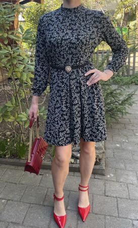 Abito H&M fantasia floreale bianco/nero, tgM/L