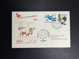 Swissair Erstflugbrief Genf-Montreal ab UNO 1986