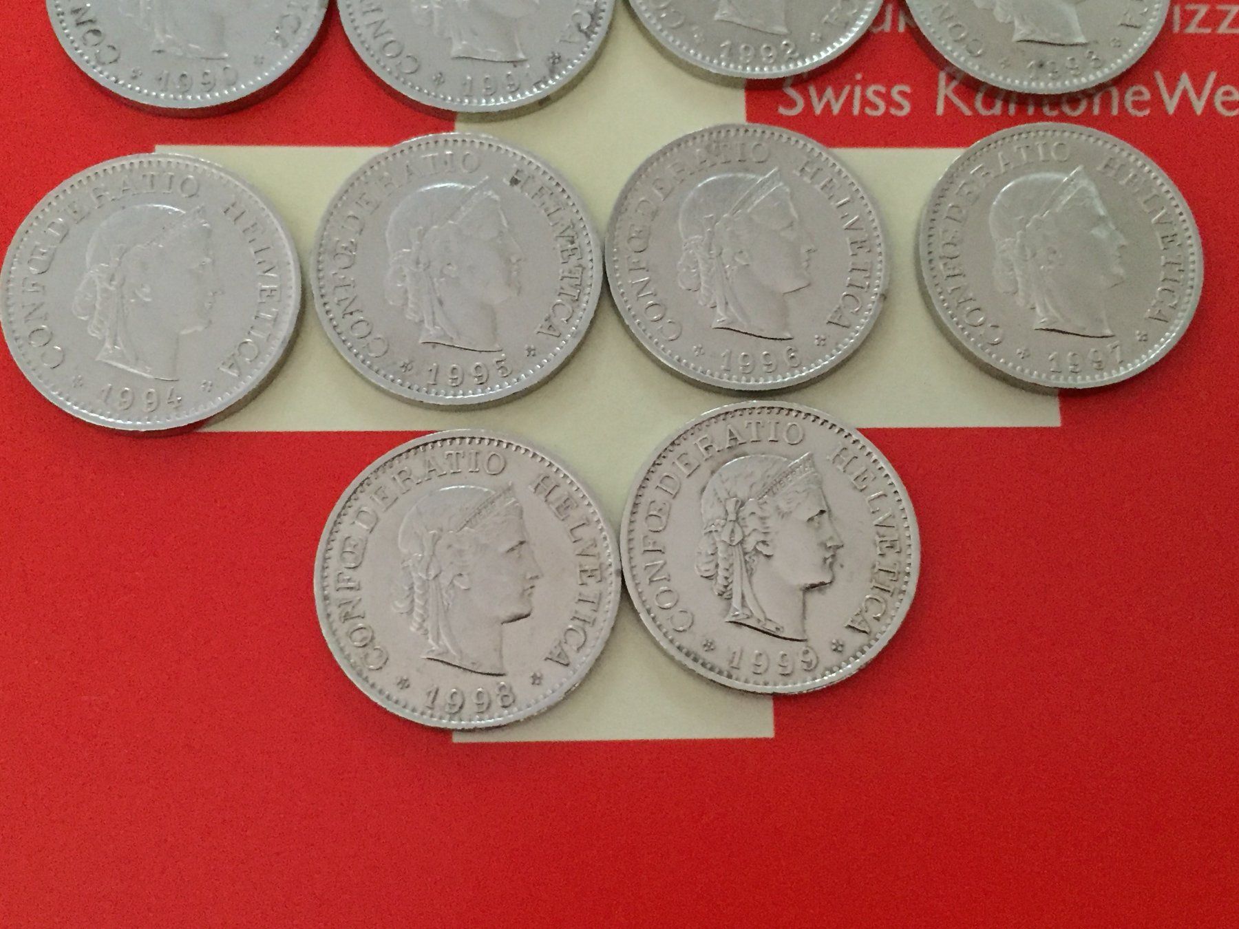 Tutti le monete: 10 Rappen 1990 - 1999 komplett – Usato da Elsau venduto da herbybay 2