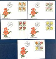 1977  Pro Juventute Rosen II - FDC + Viererblock Satz