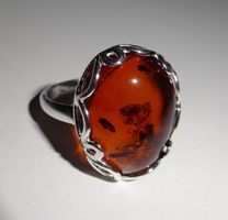 ECHT! * Bernstein RING 925 Silber Oval  VP 125,-