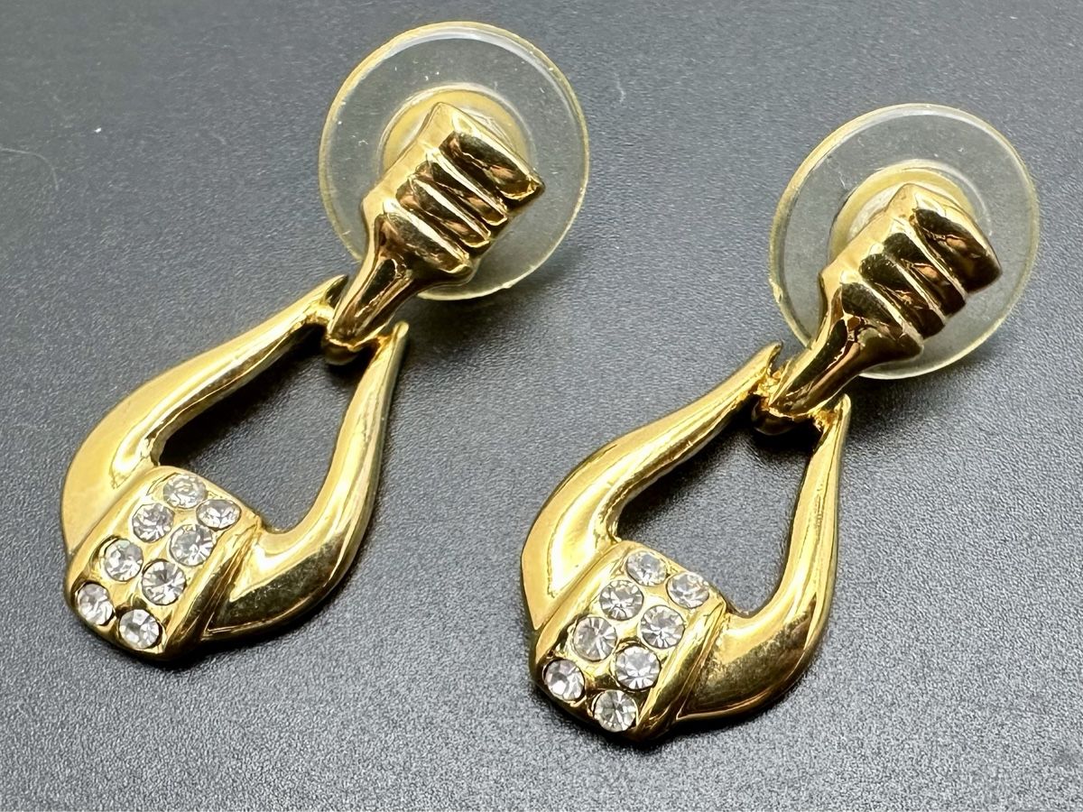 Orecchini pendenti & Orecchini a lobo: Vintage Ohrringe mit weißen Strass – Usato da Lamone venduto da LaCantinaMagica 1