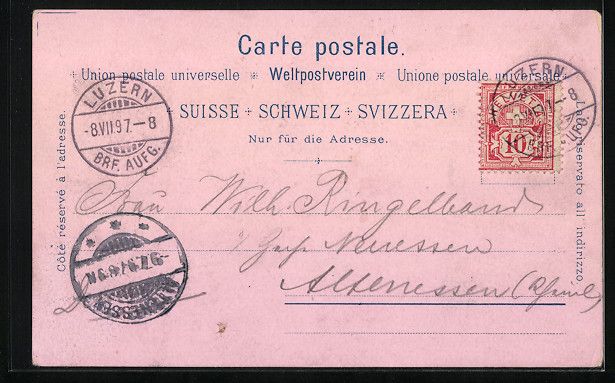 Cartoline postali: Litho Luzern, Teilansicht mit Hotel – Usato da Berlin venduto da bartko-reher 1