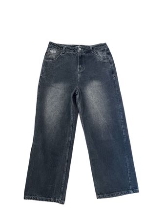 Pantalon Divinbydivin noir délavé, taille L, comme neuf!