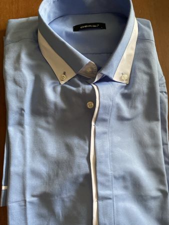 Herren Hemd Dergi hellblau weisser Kontrast Grösse L