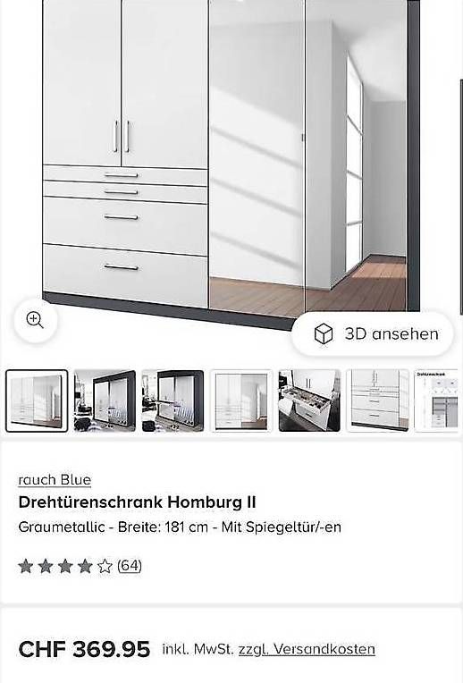 Armadi: Kleiderschrank Belezza mit Spiegeltür Lieferung ZH Umgebung – Usato da Zurich venduto da sti_cfb8 1