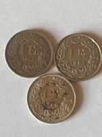 3x 1 Franken Münzen 1945, 1964, 1966