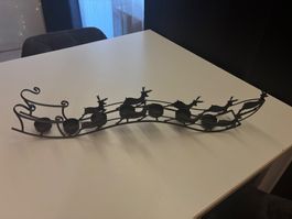 Weihnachtlicher Kerzenständer Rentierschlitten Metall Deko