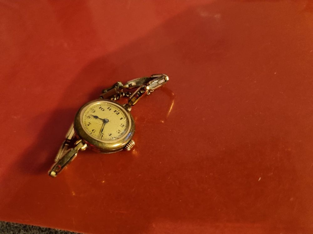 Montre Bracelet Mécanique Ancienne - Boîtier Acier Argenté, Bracelet Cuir Marron - Occasion