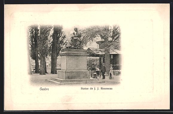Cartoline postali: AK Genève, Statue de J. J. Rousseau – Usato da Berlin venduto da bartko-reher
