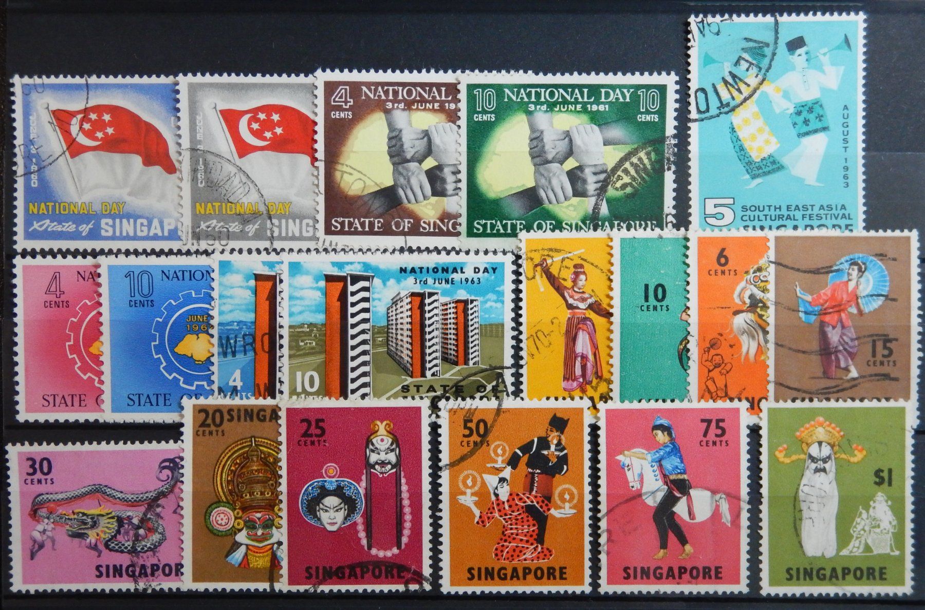 Tutti i francobolli: Singapore ex. Kat. 49-95 gest. 1960/68 – Usato da Zürich venduto da Muehlekauf