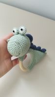 Handmade Crochet Dinosaur Rattle Toy for Newborn Baby 