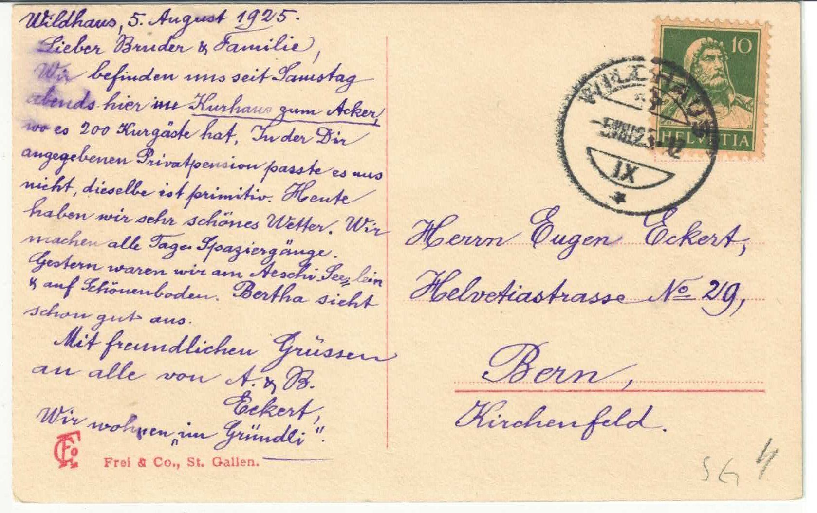 Cartes postales: Wildhaus - Kurhaus Acker mit Dependancen – D'occasion à Ettingen par Kartenplanet 1