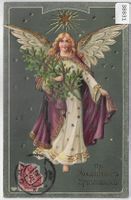 Russischer Weihnachts-Engel - Präge-Litho