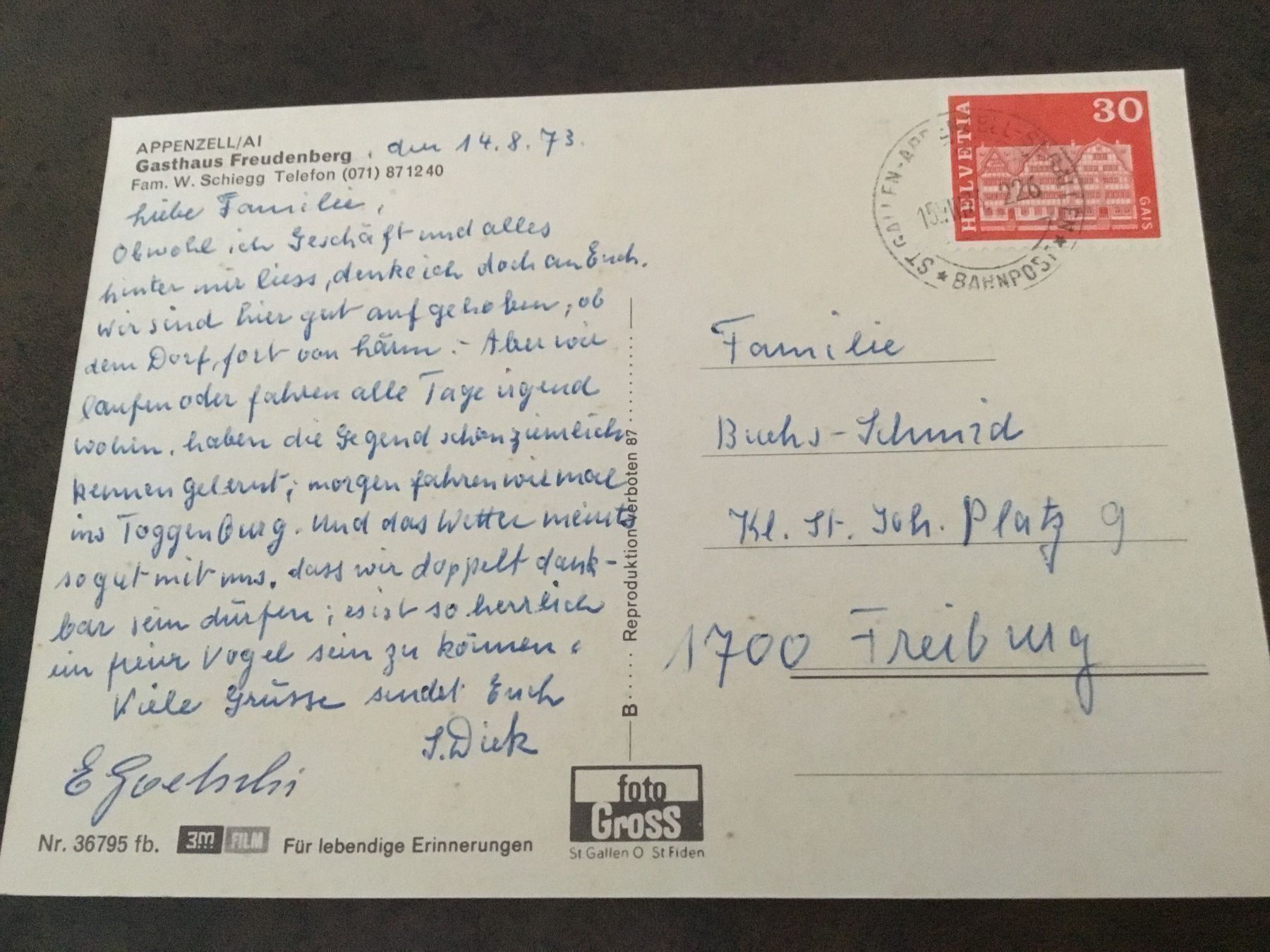Cartoline postali: Gasthaus Freudenberg Appenzell – Usato da Kerzers venduto da Georges3210 1