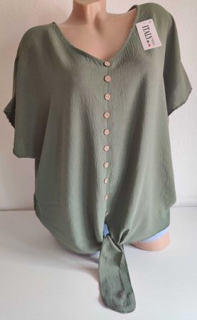 Bluse Shirt Tunika neu EG 44/46 AA 66 cm 45% Viskose Khaki