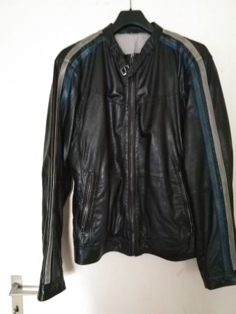 Herren Echtleder Jacke  Biker Jacke Gr L Schwarz,Top Zustand