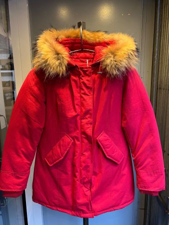 DAMEN WINTERJACKE MIT PELZ ROT GR.M