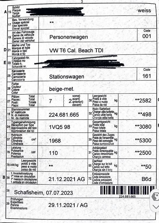 Camping Fahrzeuge: Hochwertig ausgestatteter T6.1 Beach – Gebraucht aus Muhen von bebesonne 4