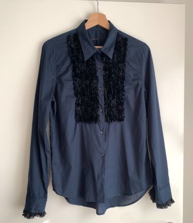 DOSA blue cotton and silk ruffle shirt | m | like TOAST