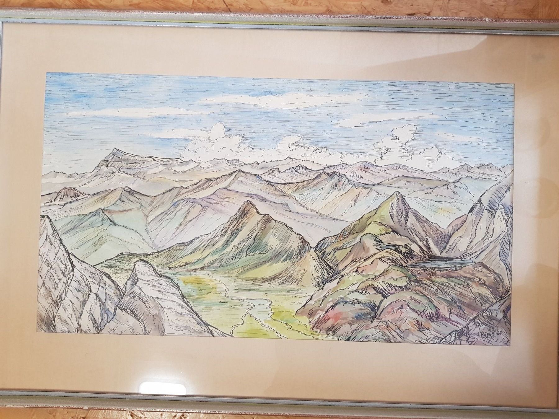Gemälde: Bild Zeichnung Gemälde Alpenbild H. Beyer – Gebraucht aus Walterswil BE von Lonitti