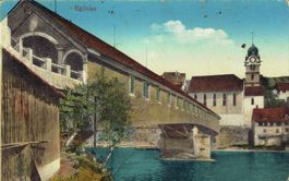 Eglisau ZH, mit alter Holzbrücke, um 1905