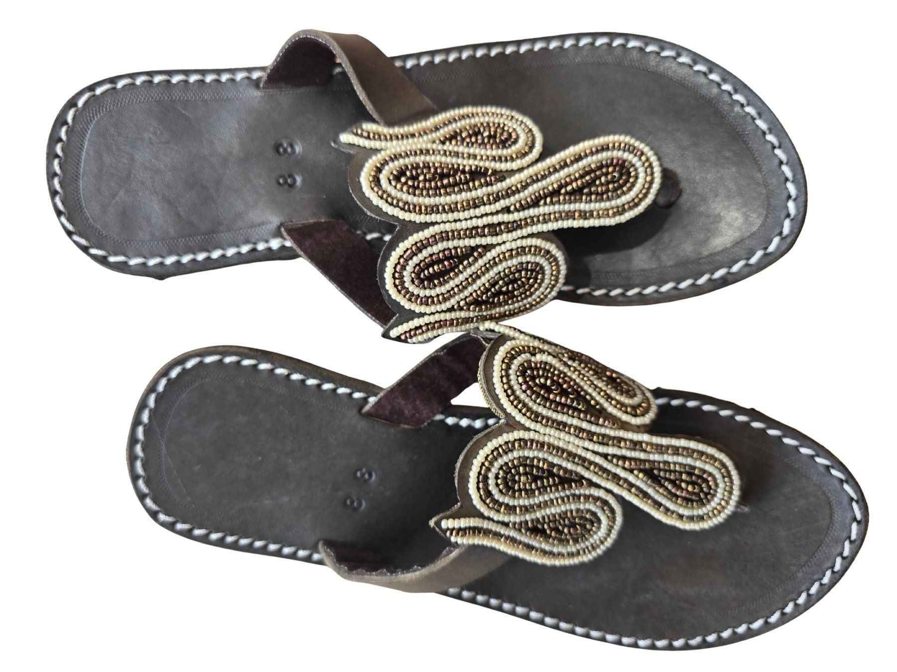 Scarpe da donna: Handgemachte Leder-Sandalen -  Creme-Bronze 38 – Nuovo e nell'imballaggio originale da Brione s. Minusio venduto da Littleninja