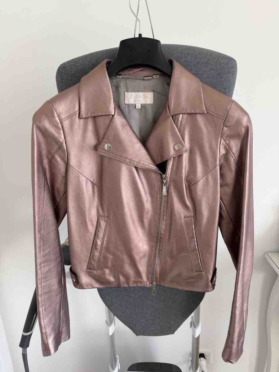 Escada Jacken: Escada Leather Jacket Metallic Pink – Gebraucht aus Langnau am Albis von vitakl8