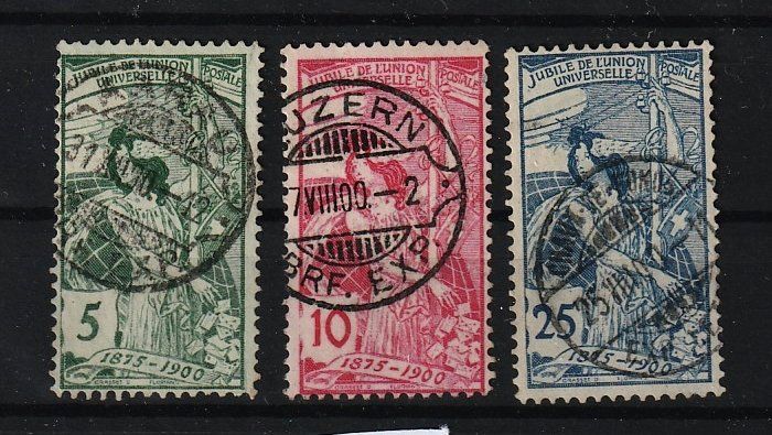 Tutti i francobolli: 1900 UPU, Nrn. 77B-79B, gest. – Usato da Jegenstorf venduto da Wintersport