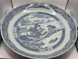 Antiker Wandteller, China, Blau-Weiss, Sammlerstück Rarität