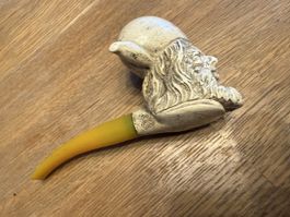 Alte Pfeife mit Kopf, Tabak Pfeife Meerschaum Tabakpfeife