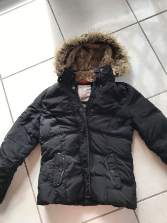 Winterjacke 164 Windjacke schwarz mit Kapuze